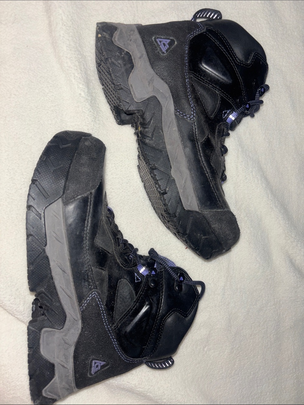 Shoes For Crews Black Work Boots with Purple Accents